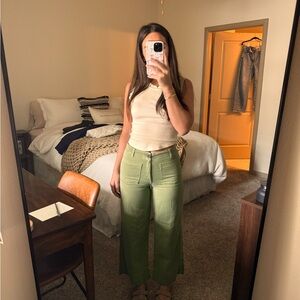 Nordstrom - treasure & bond wideleg pants - olive green - size 4